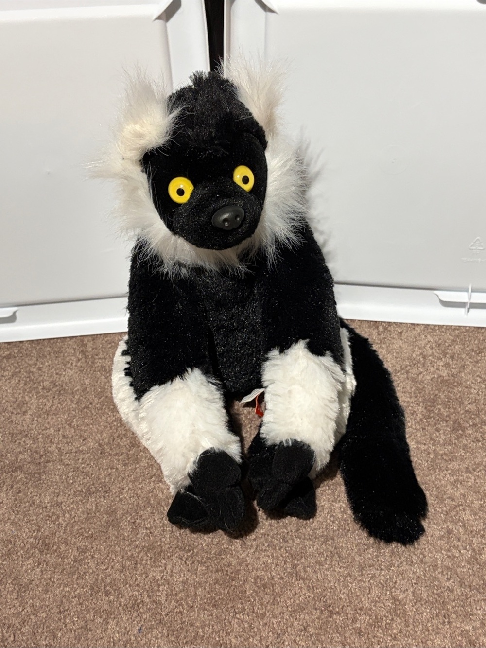 Black and White Lemur Plush withi Yellow Eyes
